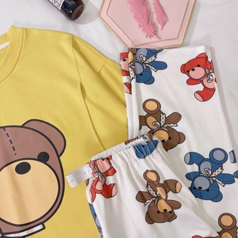 Đồ Bộ Thun Tay Dài Quảng Châu - Pijama Quần Dài - Đồ Mặc Ở Nhà Họa Tiết Hoạt Hình Dễ Thương Đồ bộ mặc ở nhà cho nữ, Đồ bộ ngủ thun dành cho nữ in hình