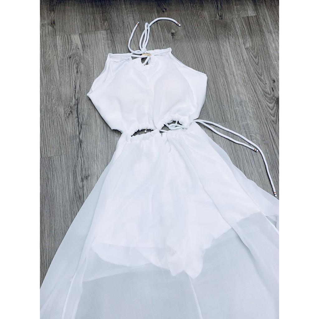 Đầm Maxi đi biển đầm đi biển váy đi biển maxi khoen xẻ tà mẫu có khoét ngực đi chơi đi tiệc đám cưới, du lịch PVC