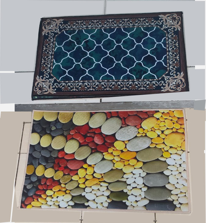 Combo 2 thảm chùi chân trong nhà mặt nỉ hoa văn, Kích thước: 60cm x 40cm dày 0.5cm