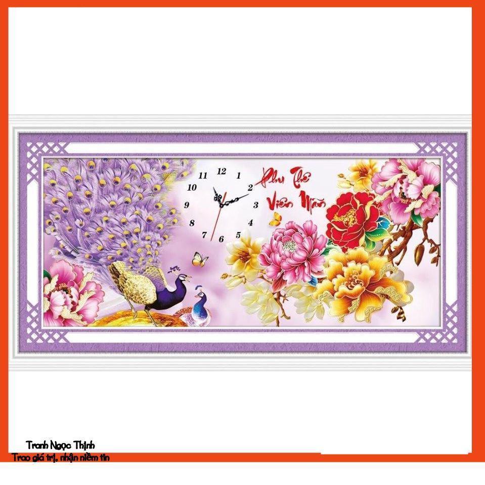 FreeShip 250k Toàn Quốc-Tranh thêu chữ thập cao cấp Phu thê VIÊN MÃN 88959 74x37Cm thích hợp treo phòng ngủ
