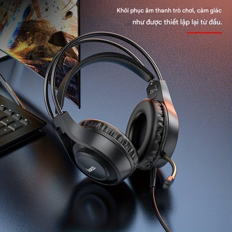 Tai nghe chơi game có dây Hoco W106 Gaming Headphone, với khả năng kết nối âm thanh stereo 3.5mm, micrô linh hoạt - Hàng chính hãng