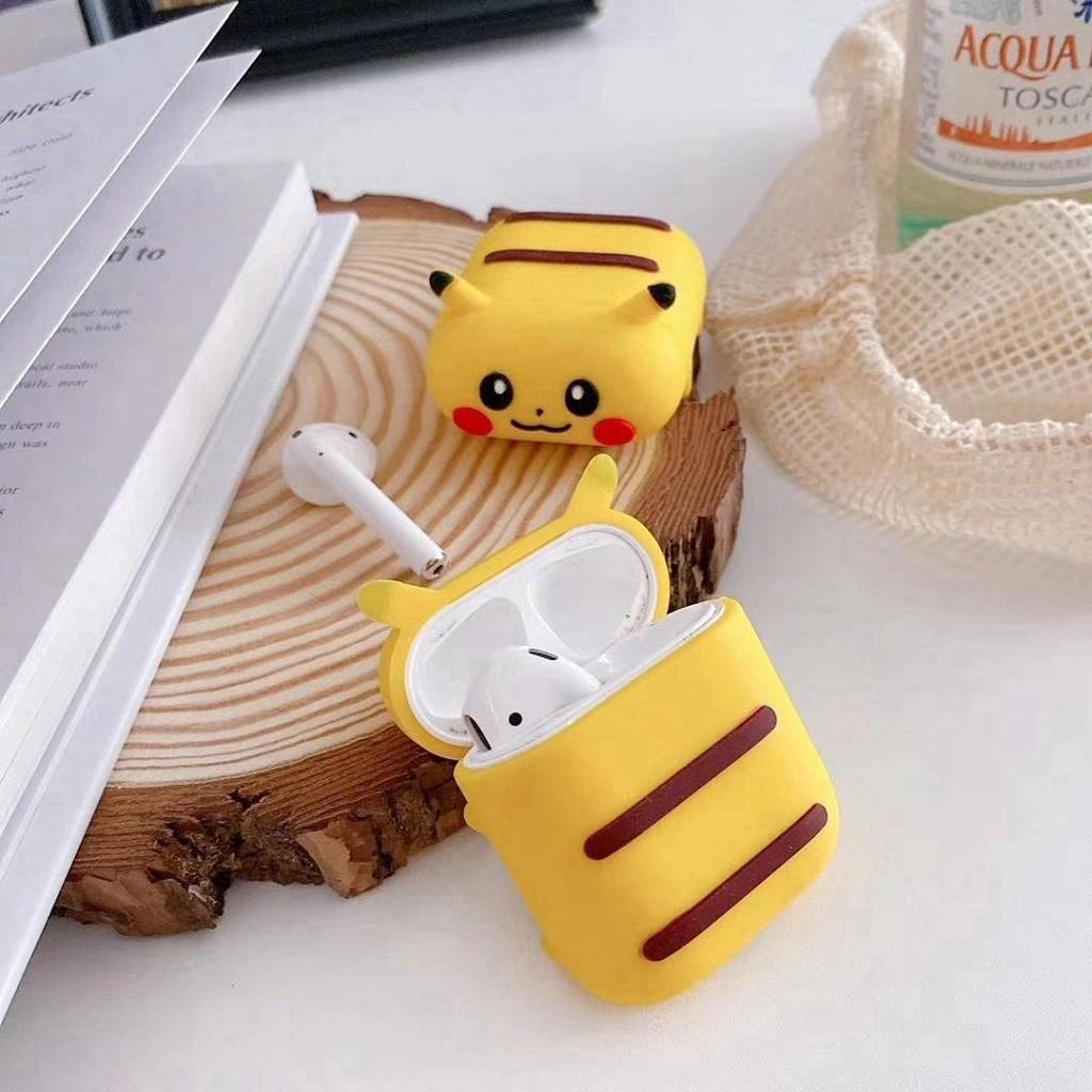 Ốp Vỏ Đựng Bảo Vệ Hộp Sạc Tai Nghe Bluetooth Không Dây 1/2/i12/Pro CUTE PlKACHU NẰM - bb.case99