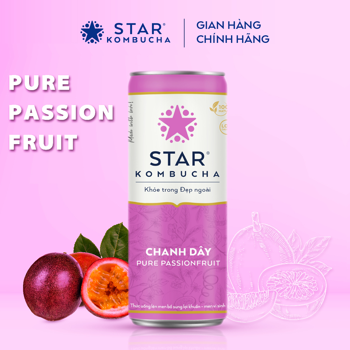 Lốc 6 lon thức uống lên men STAR KOMBUCHA mix vị