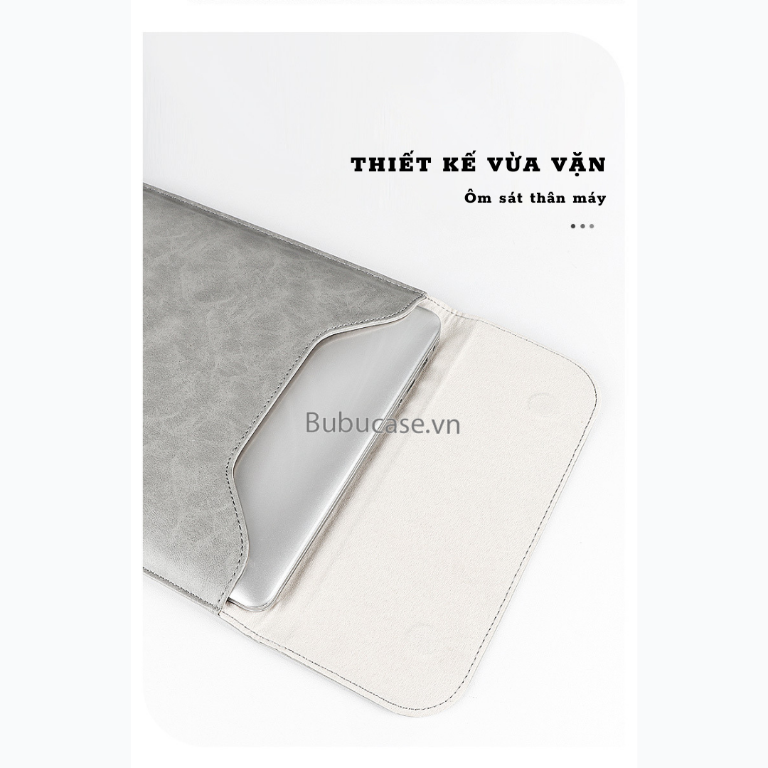 Túi Laptop Da Trơn 1 Ngăn Chống Thấm Miệng Đứng - Kháng Nước - Da Mềm - Sang Trọng
