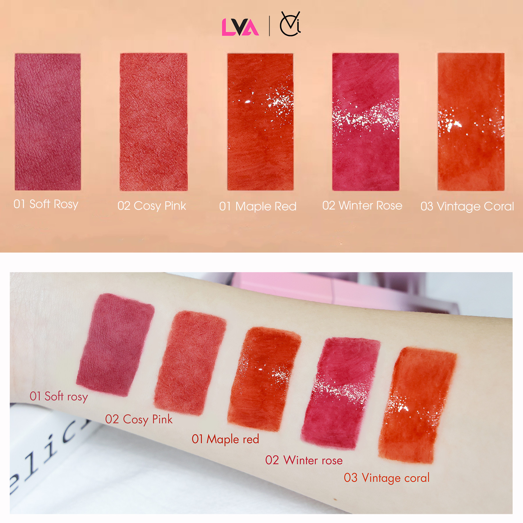 Son Tint bóng, siêu lì, căng mọng môi Hàn Quốc Gloss/Water Tint Vic