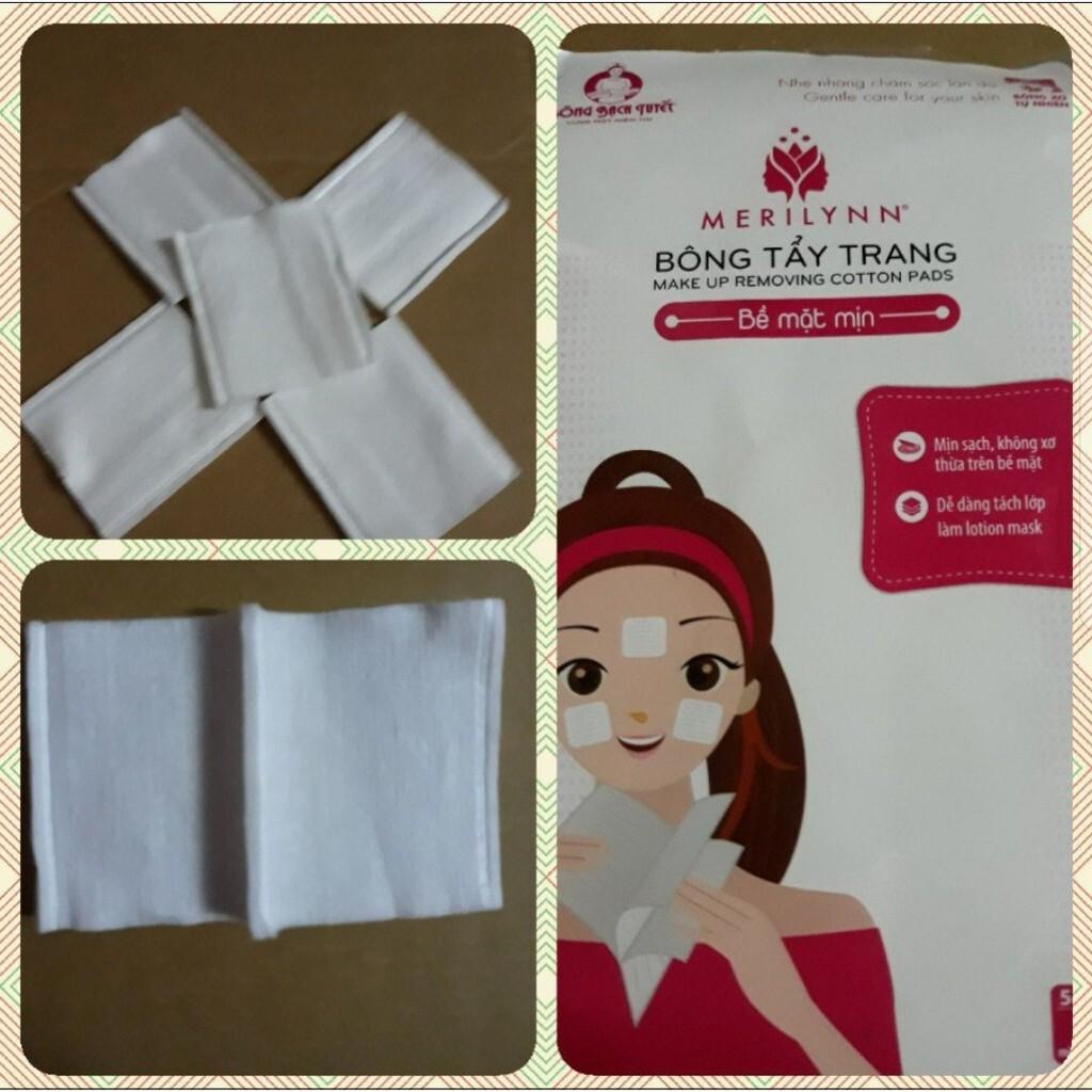 Bông tẩy trang bề mặt mịn Bông Bạch Tuyết tặng 2 cây nặn mụn