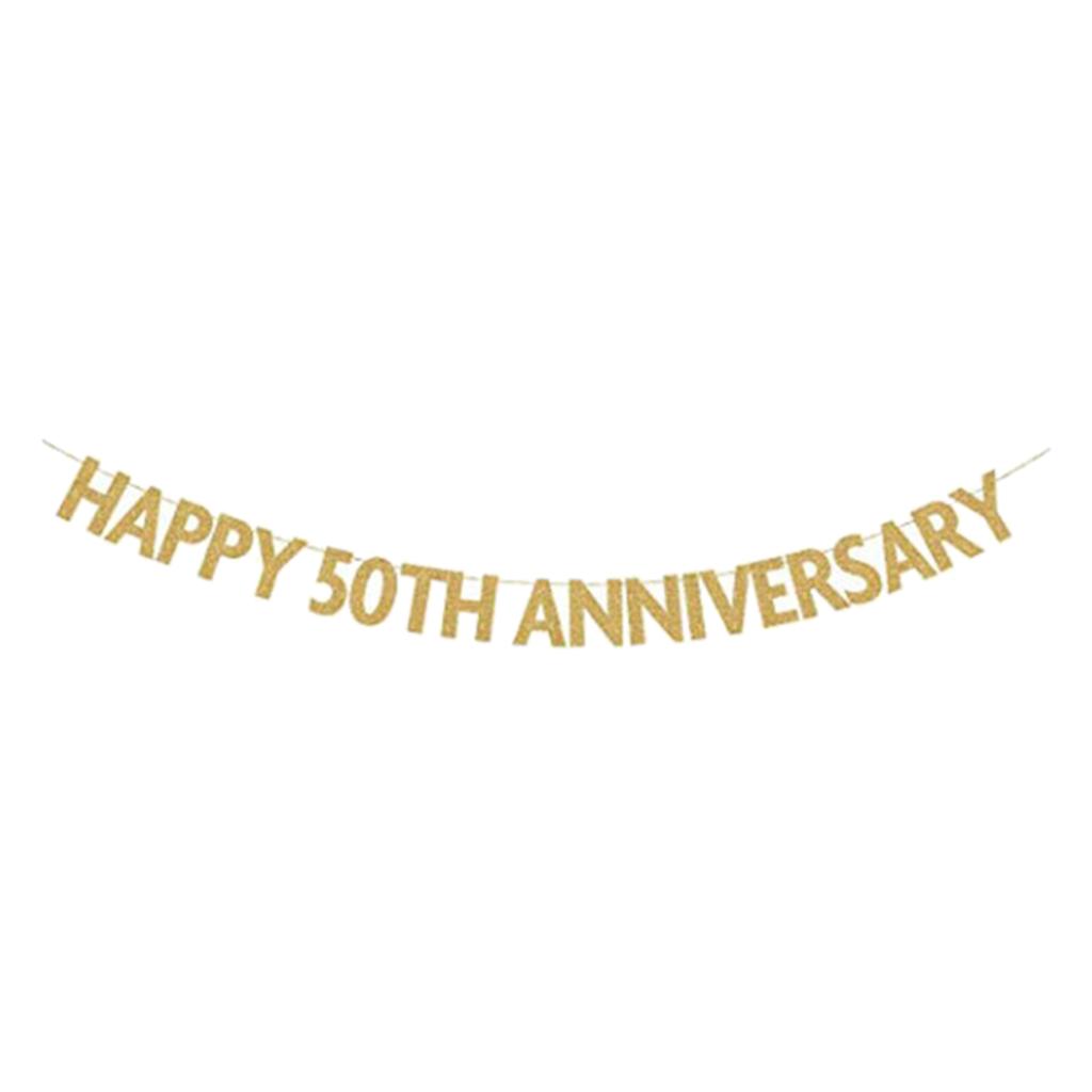 Happy 50th Anniversary Bunting Banner Garland Wedding Birthday Hanging Sign