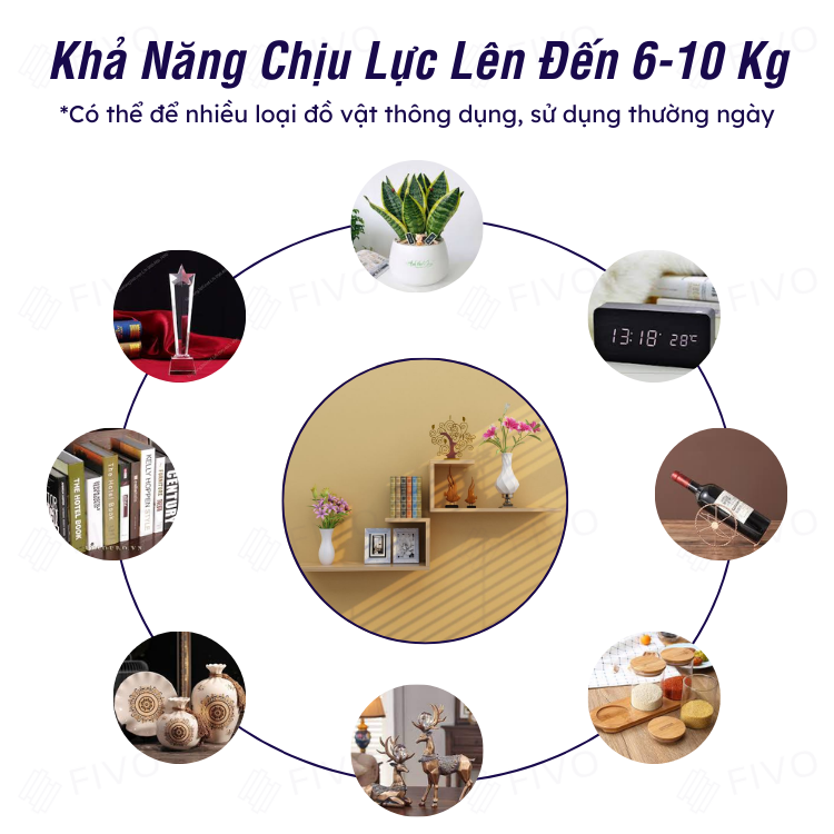 Kệ Gỗ Chống Ẩm Treo Tường Chữ J FIVO FB42 Thiết Kế Âm Tường, Đa Dạng Cách Trang Trí, Chịu Lực Tốt Giá Rẻ
