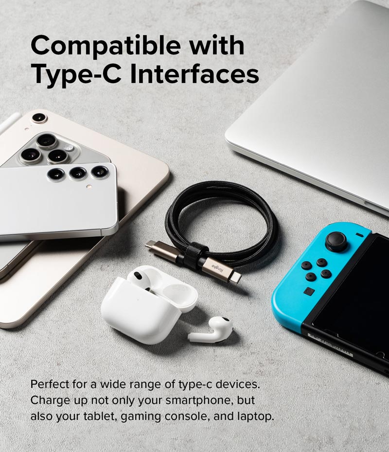 Cáp sạc nhanh cho điện thoại/laptop/tablet RINGKE Fast Charging Basic Cable C-to-C - Hàng Chính Hãng