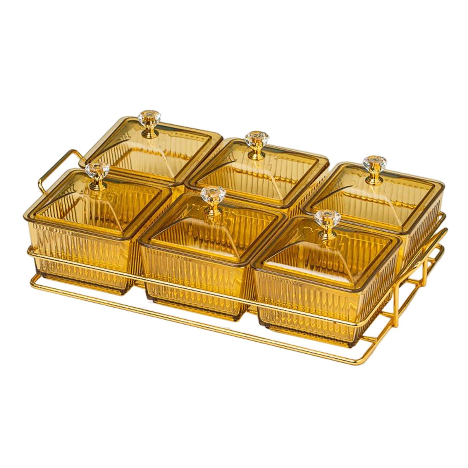 Fruit Dessert Snacks Serving Platter 6 Bowls with Lid Caddy Serving Platter for Fruits
