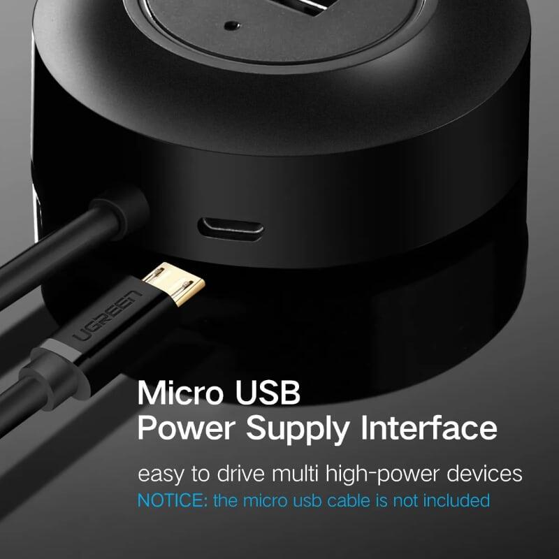 Ugreen UG20277CR106TK 1M màu Đen Bộ chia HUB USB 2.0 sang 4 USB 2.0 hỗ trợ nguồn 5V - HÀNG CHÍNH HÃNG
