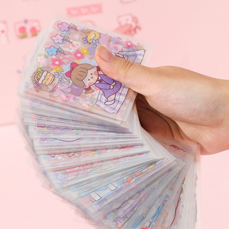 Set 25 tấm ticker dán trong suốt xịn xò với nhiều họa tiết hoạt hình siêu dễ thương