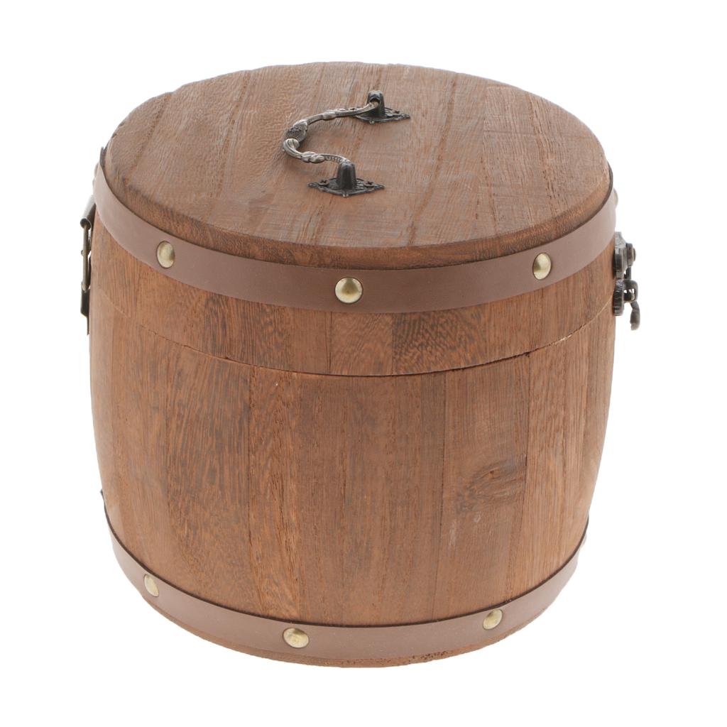 Vintage Big Wooden Tea Caddy Airtight Sealed Canister Food Storage Jar_S