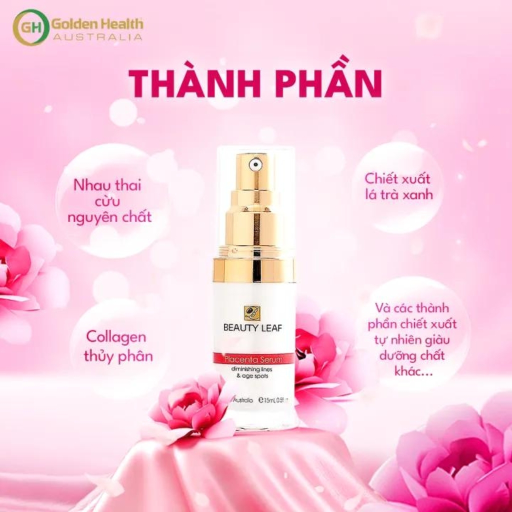 Tinh Chất Serum Dưỡng Trắng Da Nhau Thai Cừu Giúp Làm Mờ Thâm,Nám,Tàn Nhang,Ngăn Ngừa Lão Hóa,Cung Cấp Vitamin Và Dưỡng Chất Nuôi Dưỡng Da Trắng Hồng Beauty Leaf 15ml - Nhập khẩu chính ngạch từ Úc