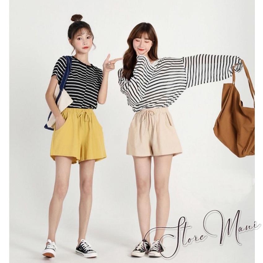 Quần shor nữ - quần đùi đũi nữ ống rộng chất vải đũi xước hàn cạp lưng cao thoáng mát thấm mồ hôi mặc ở nhà đi chơi đẹp