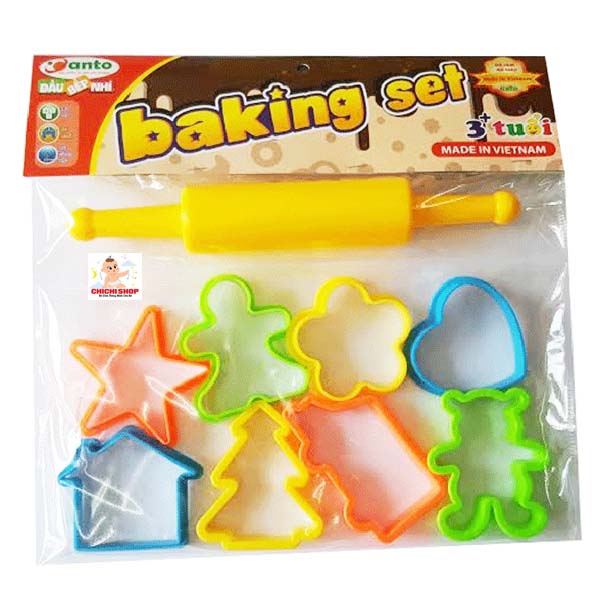 Đồ Chơi Làm Đầu Bếp Nhí - Set 8 Khuôn Đất Nặn BaKing Kèm Con Lăn Với Màu Sắc Bắt Mắt Cho Bé Sáng Tạo