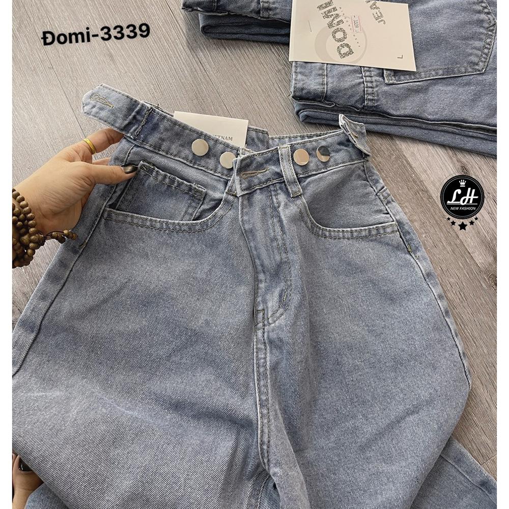 Quần suông ống rộng, quần baggy jean nữ Lê Huy Fashion màu xanh nhạt cạp điều chỉnh nút gài eo Ulzzang MS 3339