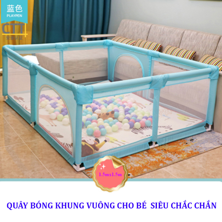 Quây Cũi Khung Vuông 1.5MX1.5M Làm Sân Chơi An Toàn cho Bé