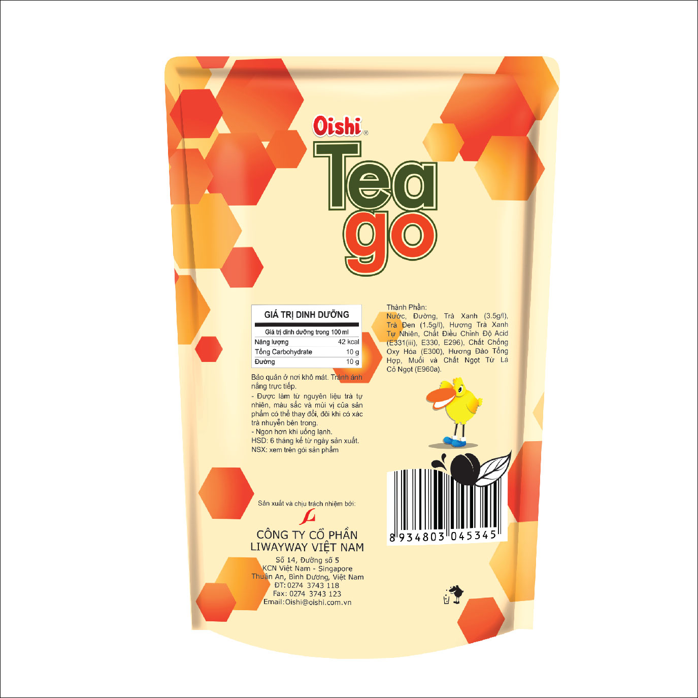 Combo 10 túi Oishi Trà Xanh Vị Đào TeaGo
