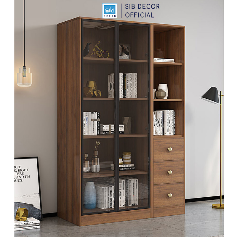 Tủ Gỗ Phối Cánh Kính Hiệu Đại Thương Hiệu SIB Decor KS602