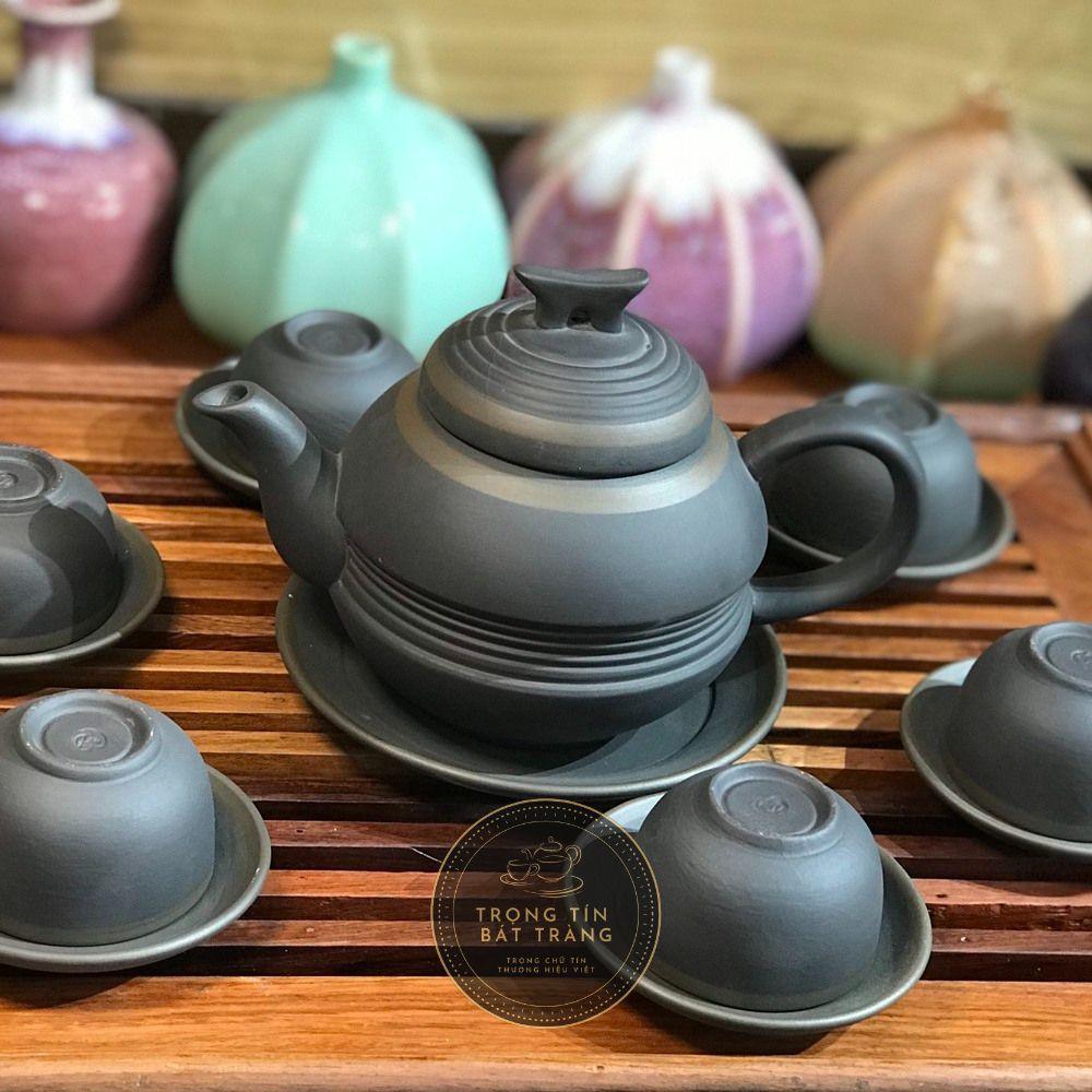 Bộ Ấm Chén Trà Đạo Gốm Tử Sa Bát Tràng Dáng Song Quyên Dung Tích 380ml AVMT 37