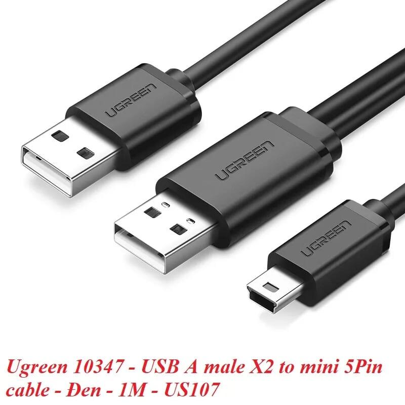Ugreen UG10347US107TK 1M màu Đen Cáp sạc truyền dữ liệu USB 2.0 sang MICRO USB có trợ nguồn USB - HÀNG CHÍNH HÃNG