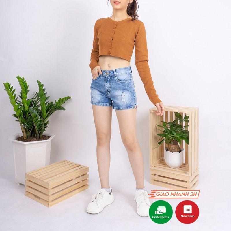 Quần Short Jean Nữ Vải Co Giãn