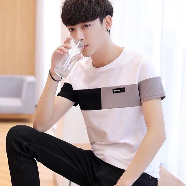 Áo thun nam kiểu 2 màu trắng đen c88