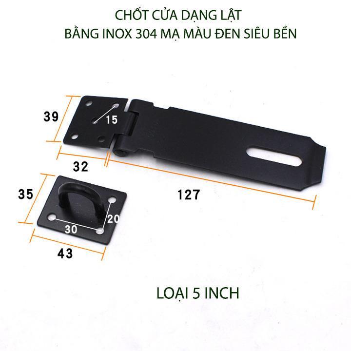 Chốt cửa lật bằng inox 304 mạ màu đen, 3 inch-4 inch-5 inch tùy chọn, dày 2mm