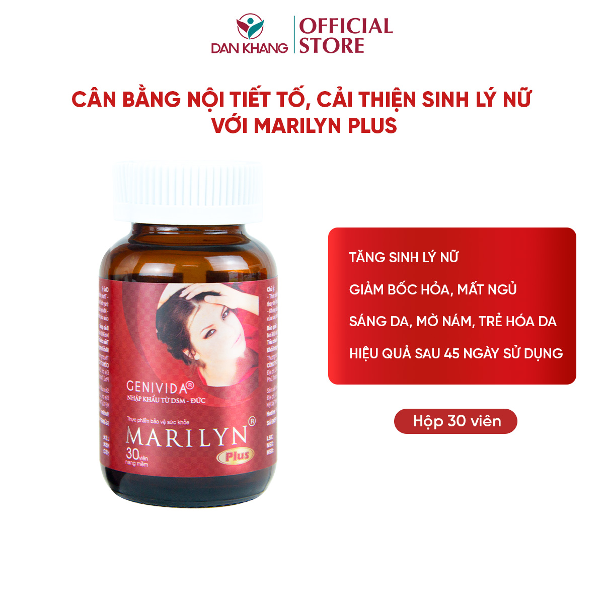 Viên Uống Cân Bằng Nội Tiết Tố, Cải Thiện Sinh Lý Nữ Marilyn (Hộp 30 viên)