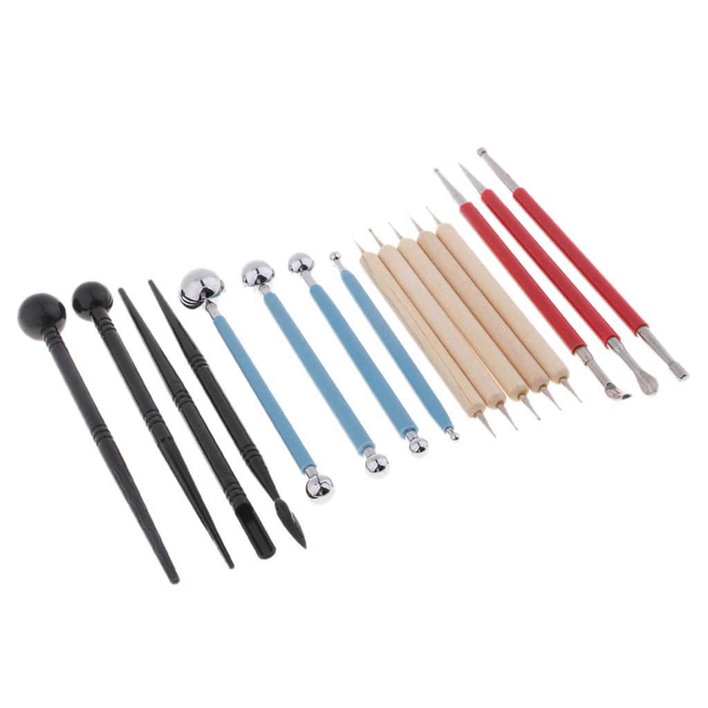 16X Đất Sét Điêu Khắc Dụng Cụ Bi Stylus Dotting Dụng Cụ Đất Sét Đồ Gốm Mô Hình Bộ