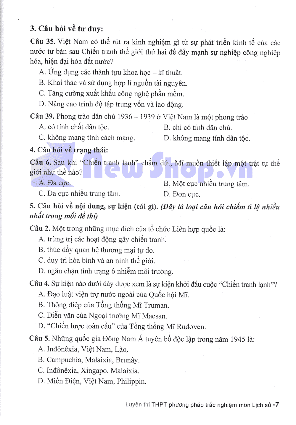 Phương Pháp Trắc Nghiệm Môn Lịch Sử