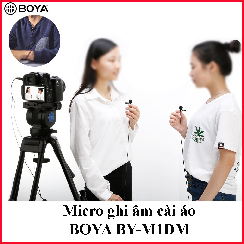 Micro ghi âm cài áo Boya BY-M1DM 2 micro - Hàng Nhập Khẩu