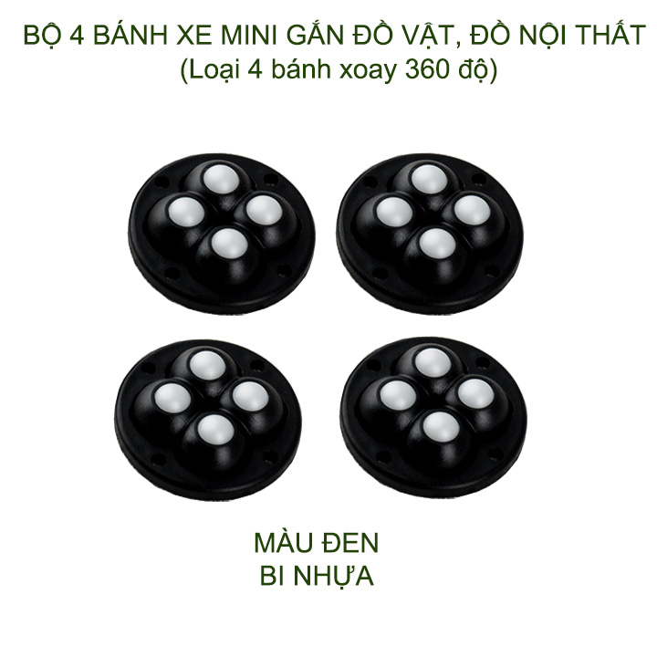 Combo 4 bánh xe mini 4 gắn thùng giác, đồ vật đa năng tiện dụng giúp dễ dàng di chuyển