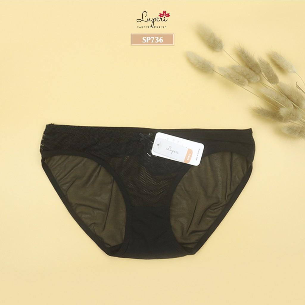 Quần Lót Nữ Ren Họa Tiết Nổi Phối Lưới Cạp Vừa LUPERI SP736 Dáng Bikini Mềm Mịn Co Giãn Không Lằn Mông Khử Mùi