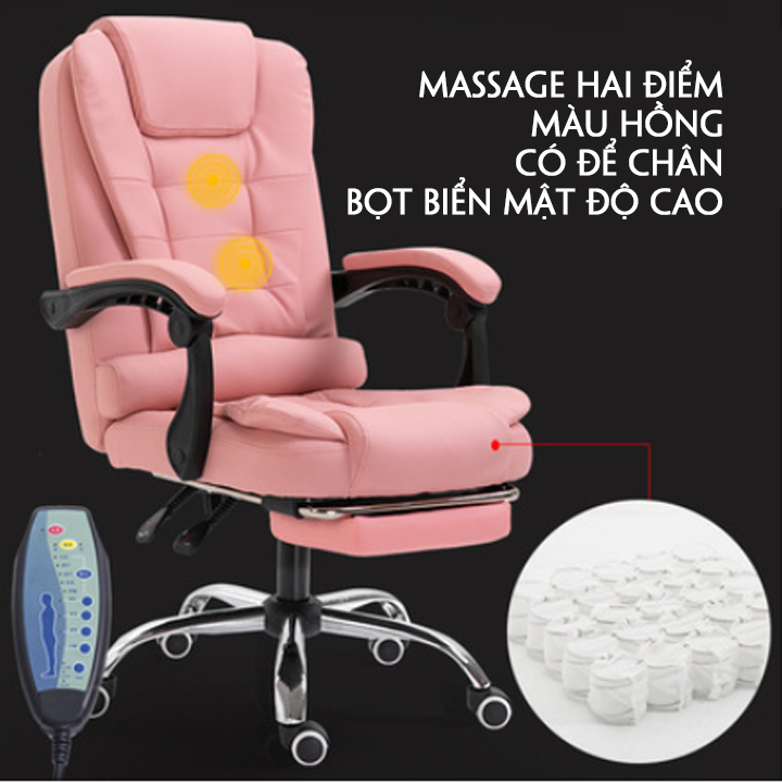 Ghế Giám Đốc Có Massage được bọc da Pu Ghế Văn Phòng Chân Xoay có gác chân ngả lưng,ghế làm việc kèm masage lưng