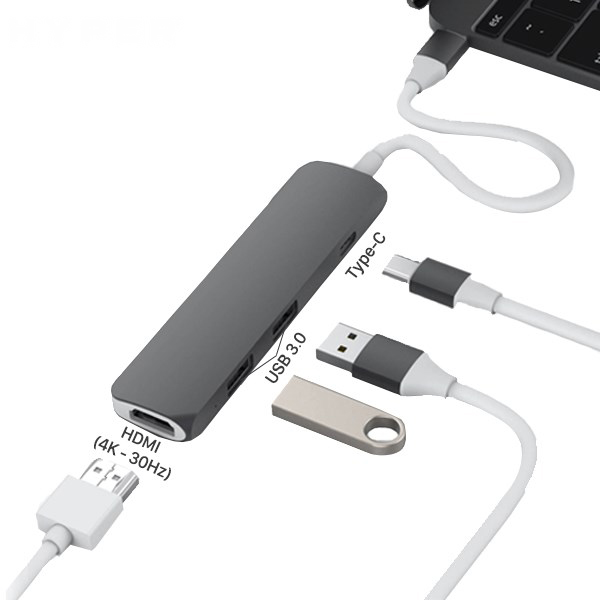 Cổng chuyển/Hub USB-C 4in1 HyperDrive HDMI 4K - Hàng Chính Hãng