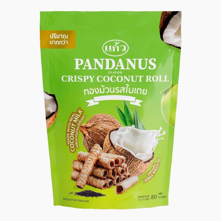 Bánh Cuộn Dừa Nhập Khẩu Thái Lan Vị Lá Dứa Thơm Ngon Túi Zip