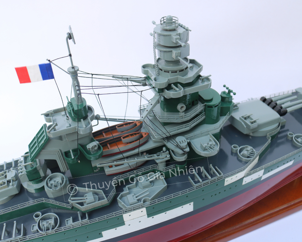 Mô Hình Thuyền Gỗ Phong Thủy Dạng Thuyền Chiến FRENCH BATTLESHIP RICHELIEU Chính Hãng Hàng Xuất Khẩu Chất Lượng Cao (Giá
