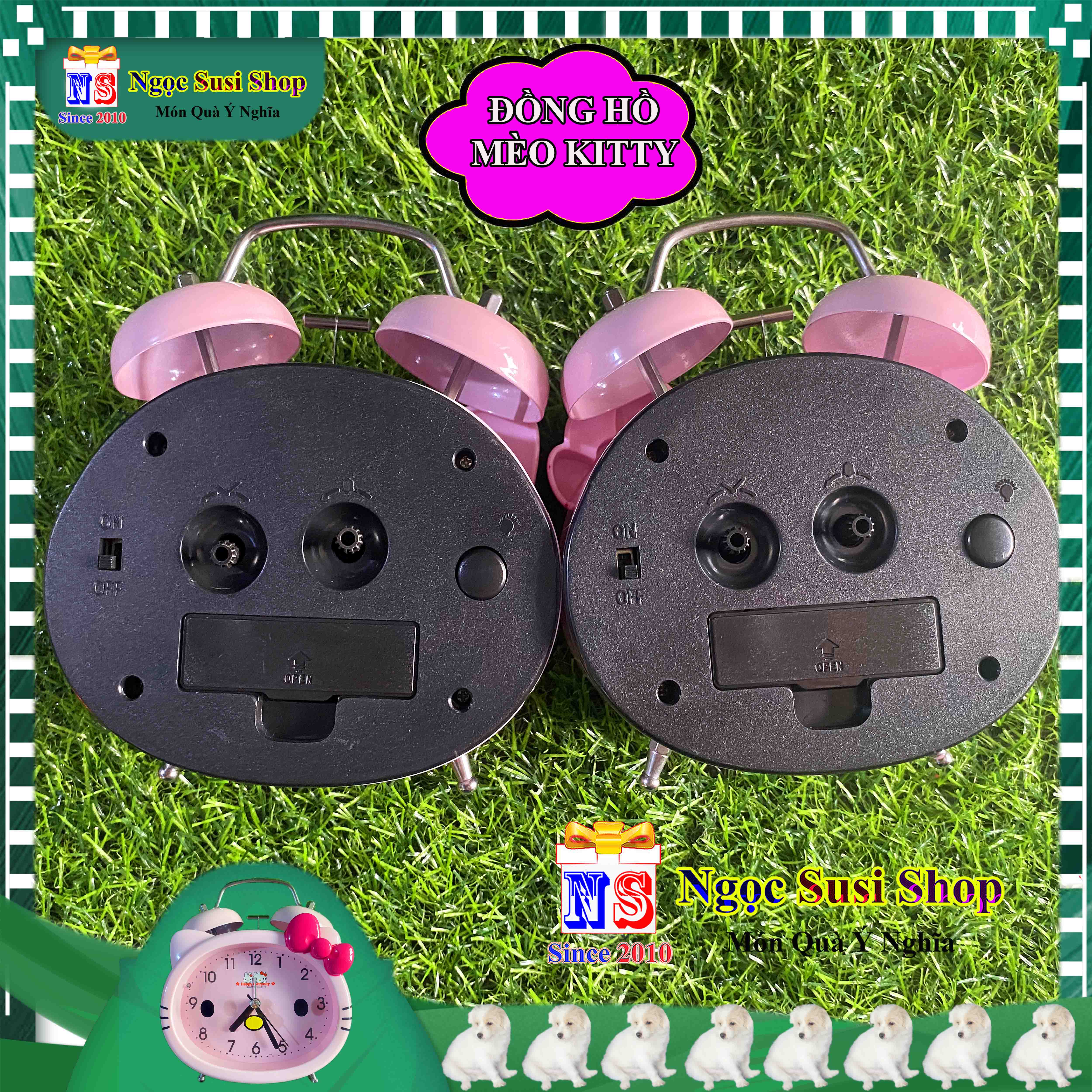 [RẤT BỀN] ĐỒNG HỒ MÈO HELLO KITTY 2 CHUÔNG SIÊU ĐẸP SIZE LỚN - DÙNG ĐỂ BÁO THỨC ĐỂ BÀN