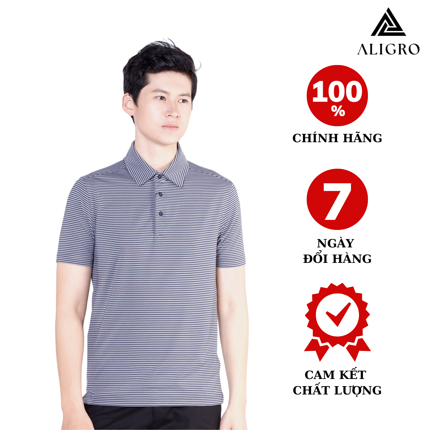 Áo Phông Nam Kẻ Ngang Aligro ALGAPC022