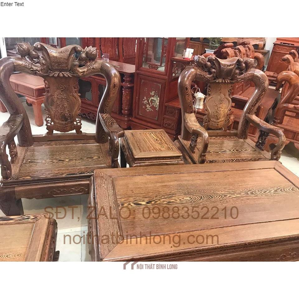 Bộ Bàn Ghế Gỗ Mun Đuôi Công Quốc Đào Tay 12