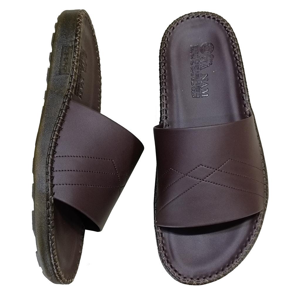 Dép Nam Da Bò HA NAM Đế Siêu Nhẹ Khâu Chỉ Toàn Bộ DNA22033