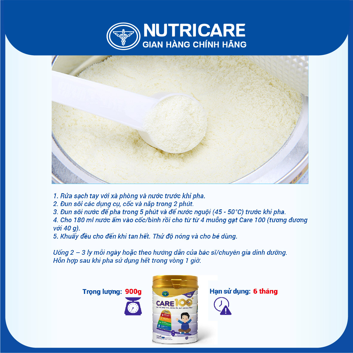 Sữa bột Nutricare Care 100+ dành cho trẻ nhẹ cân 400g