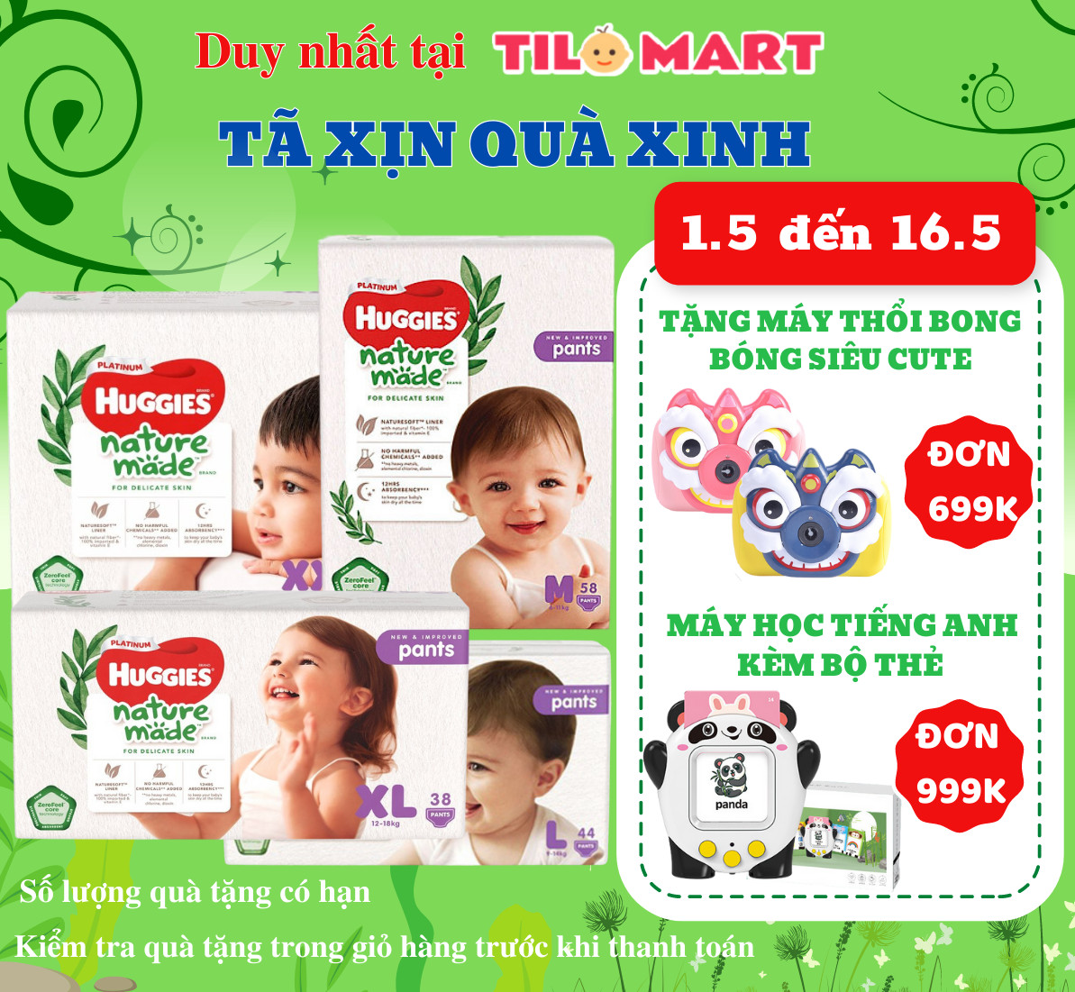 Tã/Bỉm quần siêu cao cấp Huggies Platinum Nature Made size L44 (44 miếng)