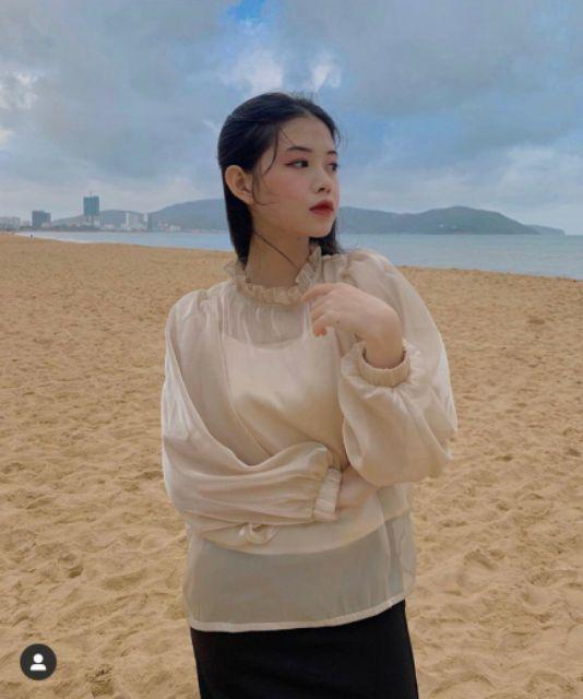 Áo voan tơ nhũ kèm lót