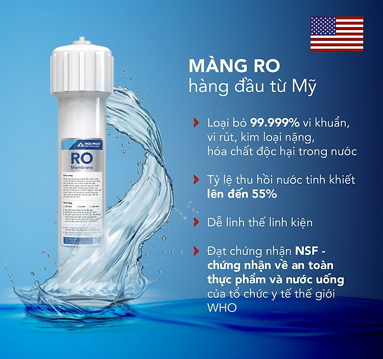 Máy lọc nước RO nóng lạnh 10 cấp lọc Hòa Phát HWBR4B1021 - đạt chuẩn uống trực tiếp tại vòi - bảo hành 36 tháng - Hàng Chính Hãng