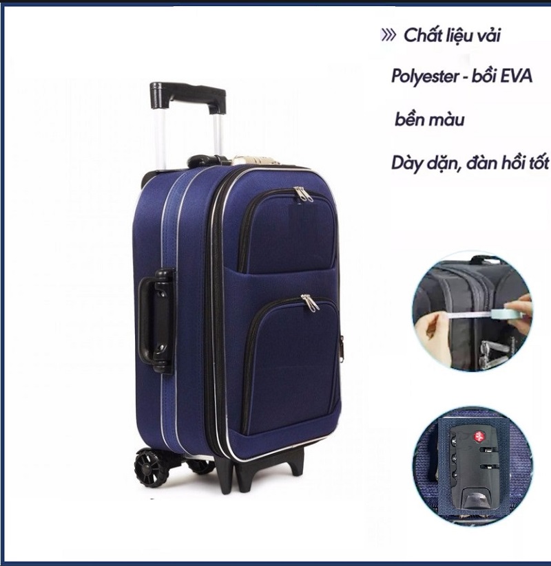 Vali Kéo Du Lịch TN Màu xanh Nauy Có Nắp - 20 Inch