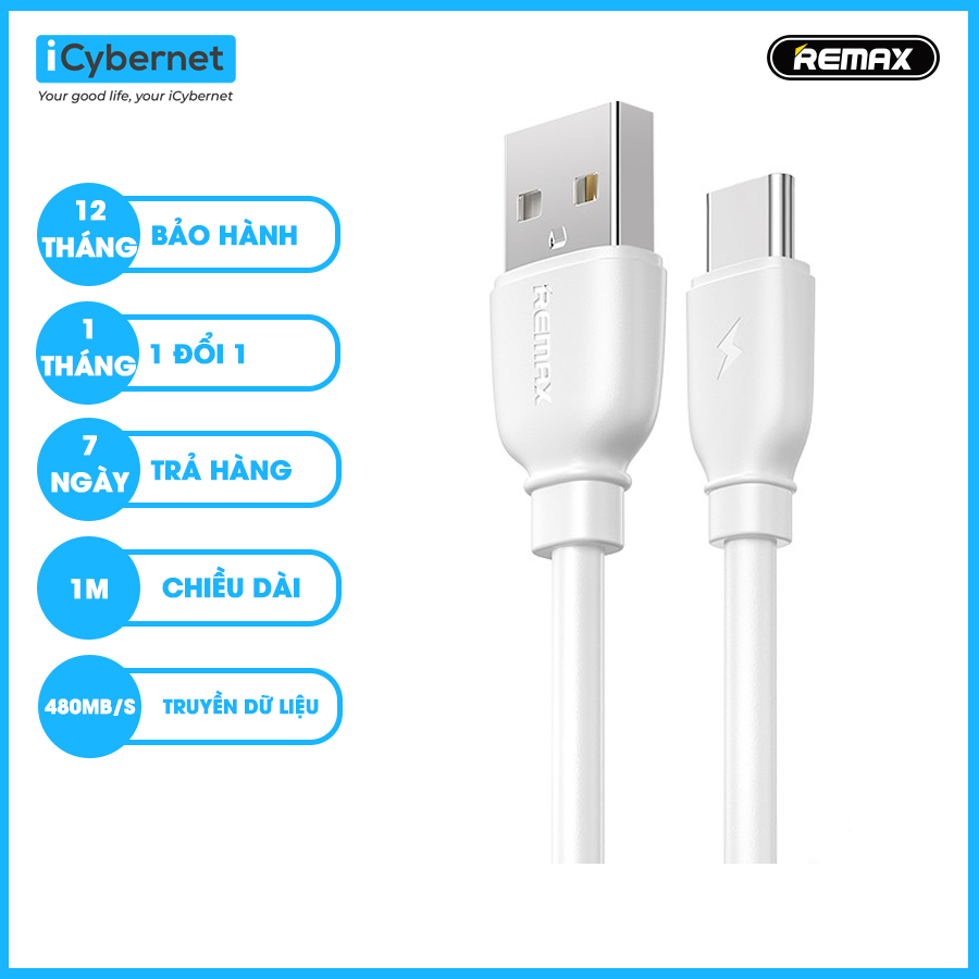 Cáp sạc và truyền dữ liệu 2.4A Remax RC-138a USB to TypeC  - Hàng chính hãng