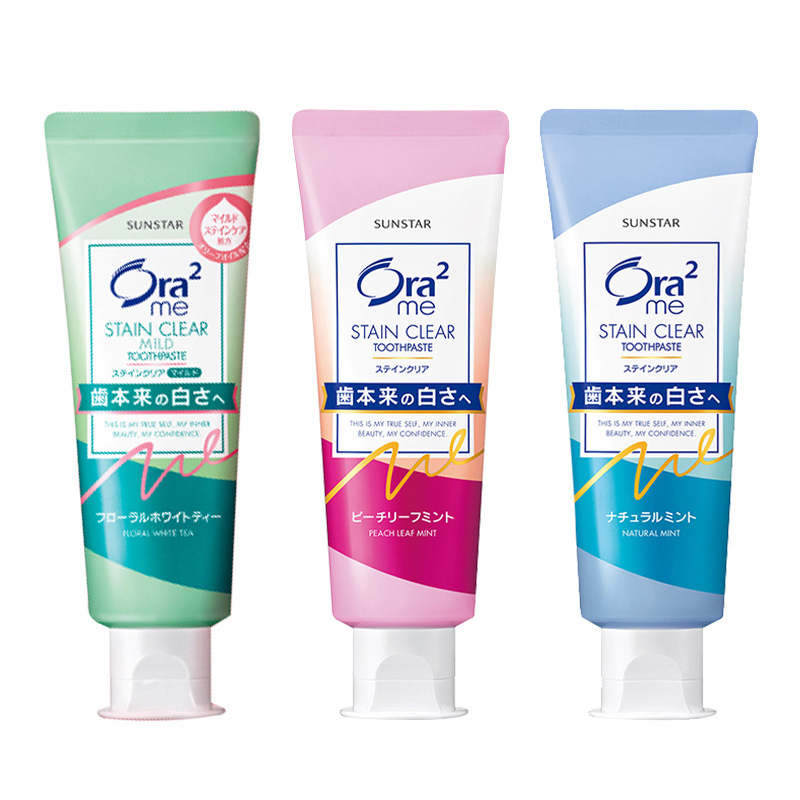 Kem đánh răng Ora2 me Stain Clear răng trắng bóng, hơi thở thơm mát / ngừa sâu răng Nhật Bản 140g